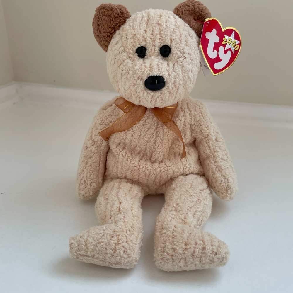 Ty Plush Bear with Cream Body and Brown Ears